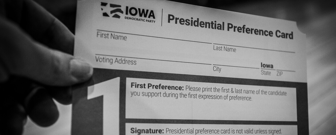 Wahlkarte bei der Vorwahl in Iowa 2020.
