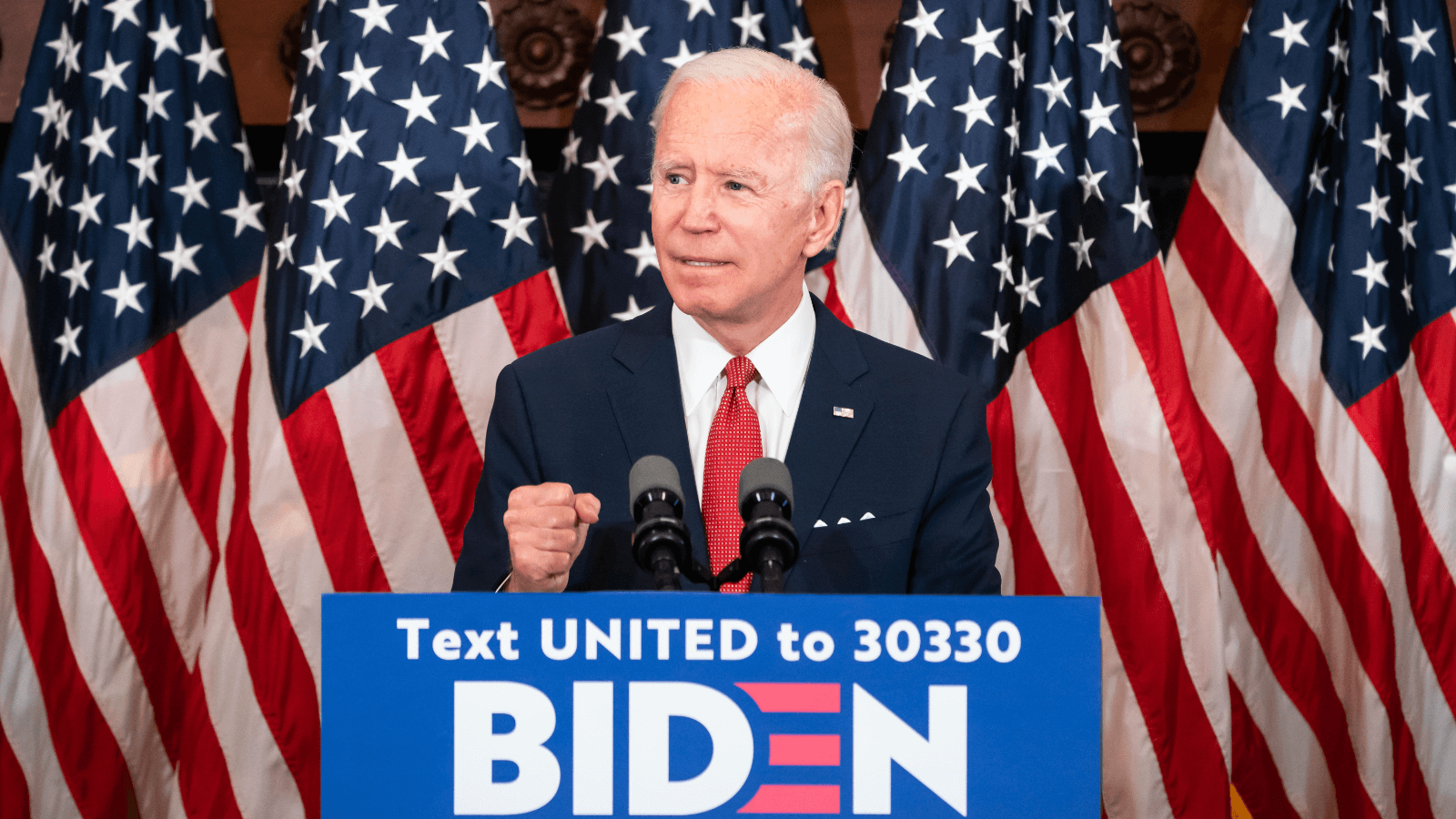 Joe Biden bei einer Pressekonferenz in Pennsylvania.