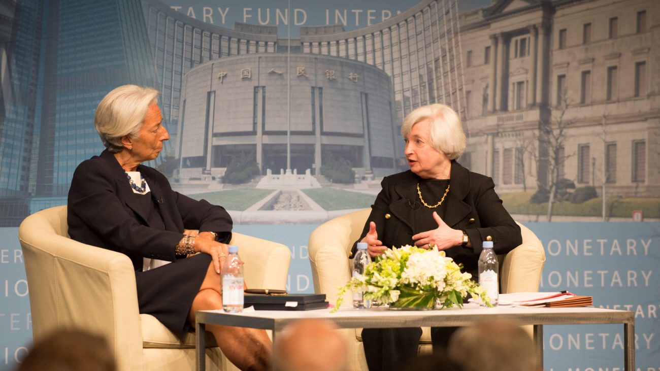 Janet Yellen (rechts) in einem Gespräch mit Christine Lagarde.