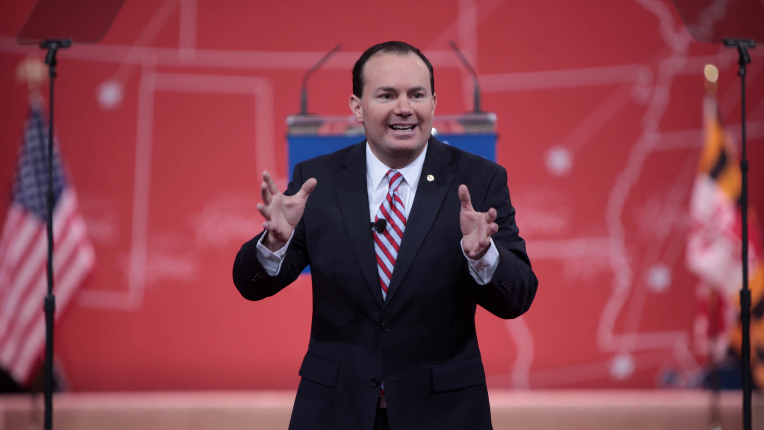 Mike Lee hält 2015 eine Rede bei der Conservative Political Action Conference (CPAC) in Maryland.