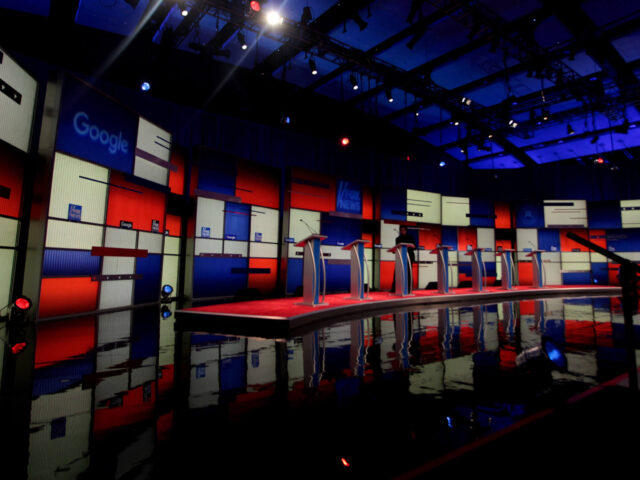 Bühne der republikanischen Vorwahldebatte 2016 in Des Moines, Iowa.